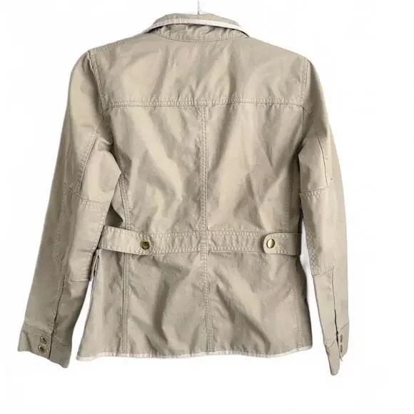 J.Crew | Women’s Beige Tan Khaki Medium Weight Jacket Zip Snap Pockets Size S - Picture 5 of 8